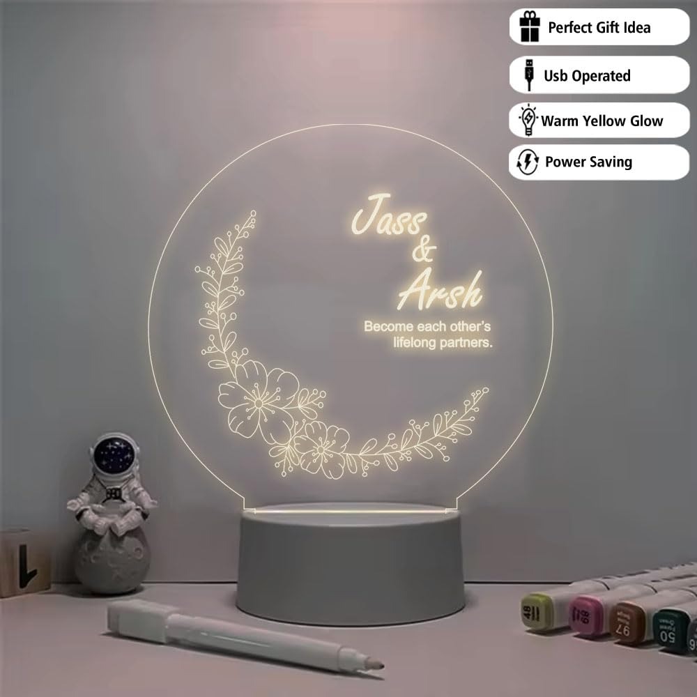 Personalized 3D LED Illusion Lamp for Couples with Name & Date – Warm White Light – Custom Romantic Gift for Anniversary, Wedding, Valentine’s Day & More - Image 3