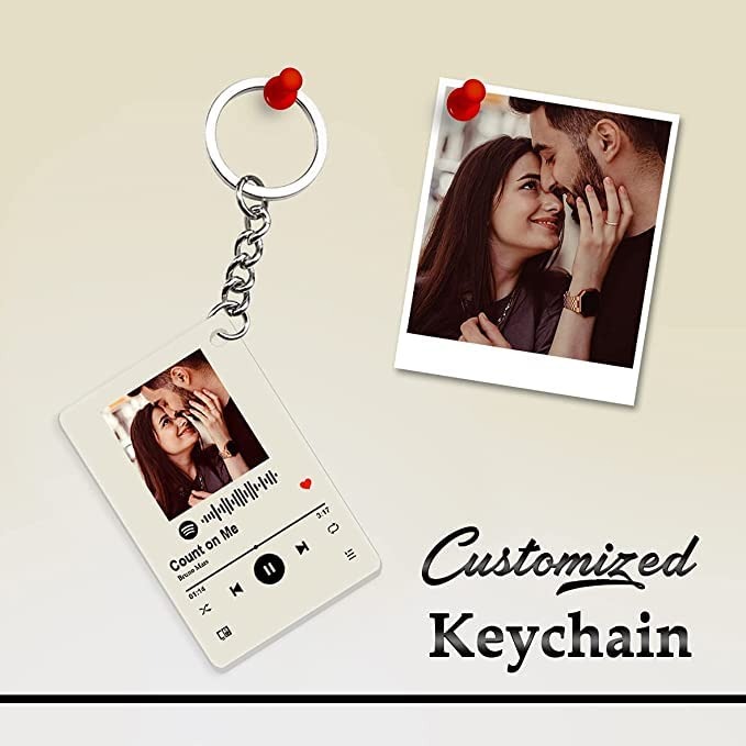 Acrylic Personalized Customized Spotify Keychain The Photo & Scannable Link With A Musical Plaque Gift For Girls Boys Women Men Couple Girlfriend, Boyfriend, Car, Bike, Home Key - Image 3