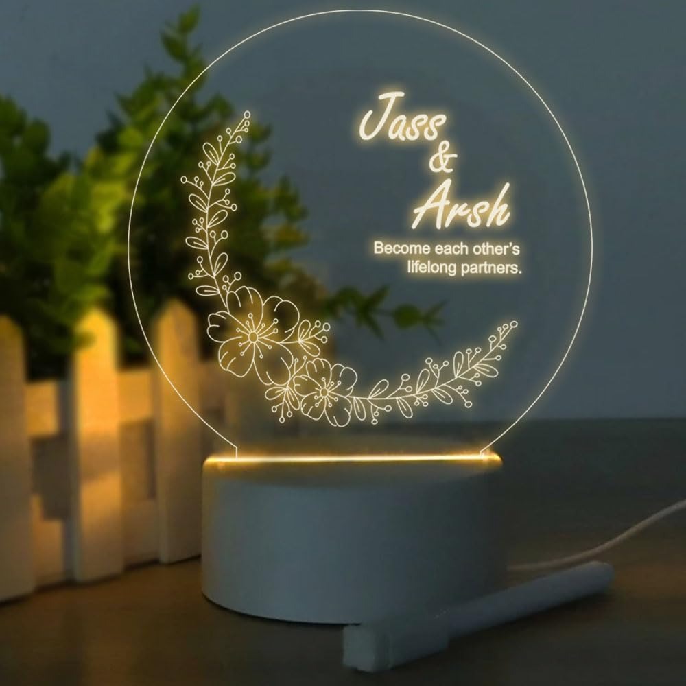 Personalized 3D LED Illusion Lamp for Couples with Name & Date – Warm White Light – Custom Romantic Gift for Anniversary, Wedding, Valentine’s Day & More - Image 2