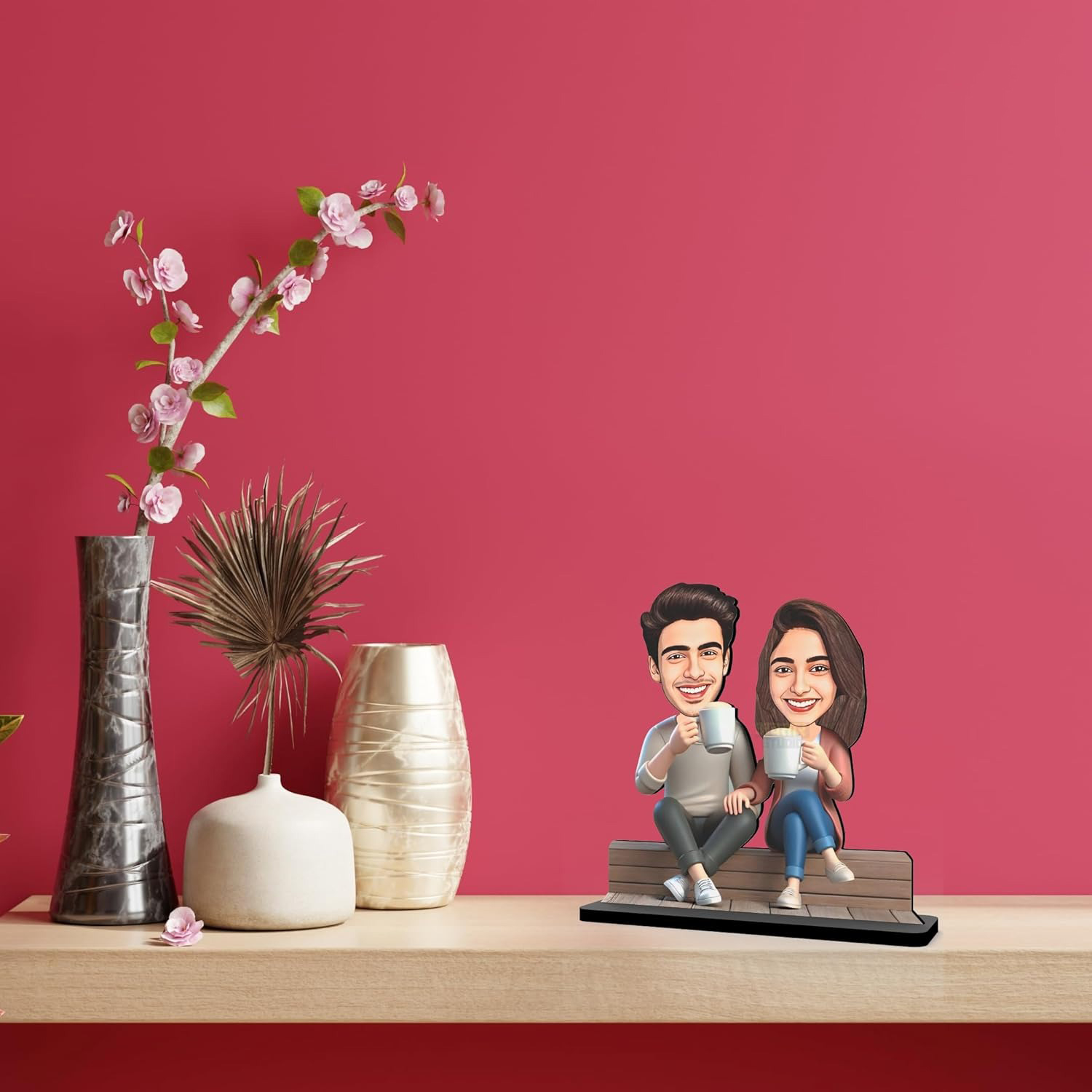 Wood Personalized Caricature Gift For Wedding Couple - Image 2