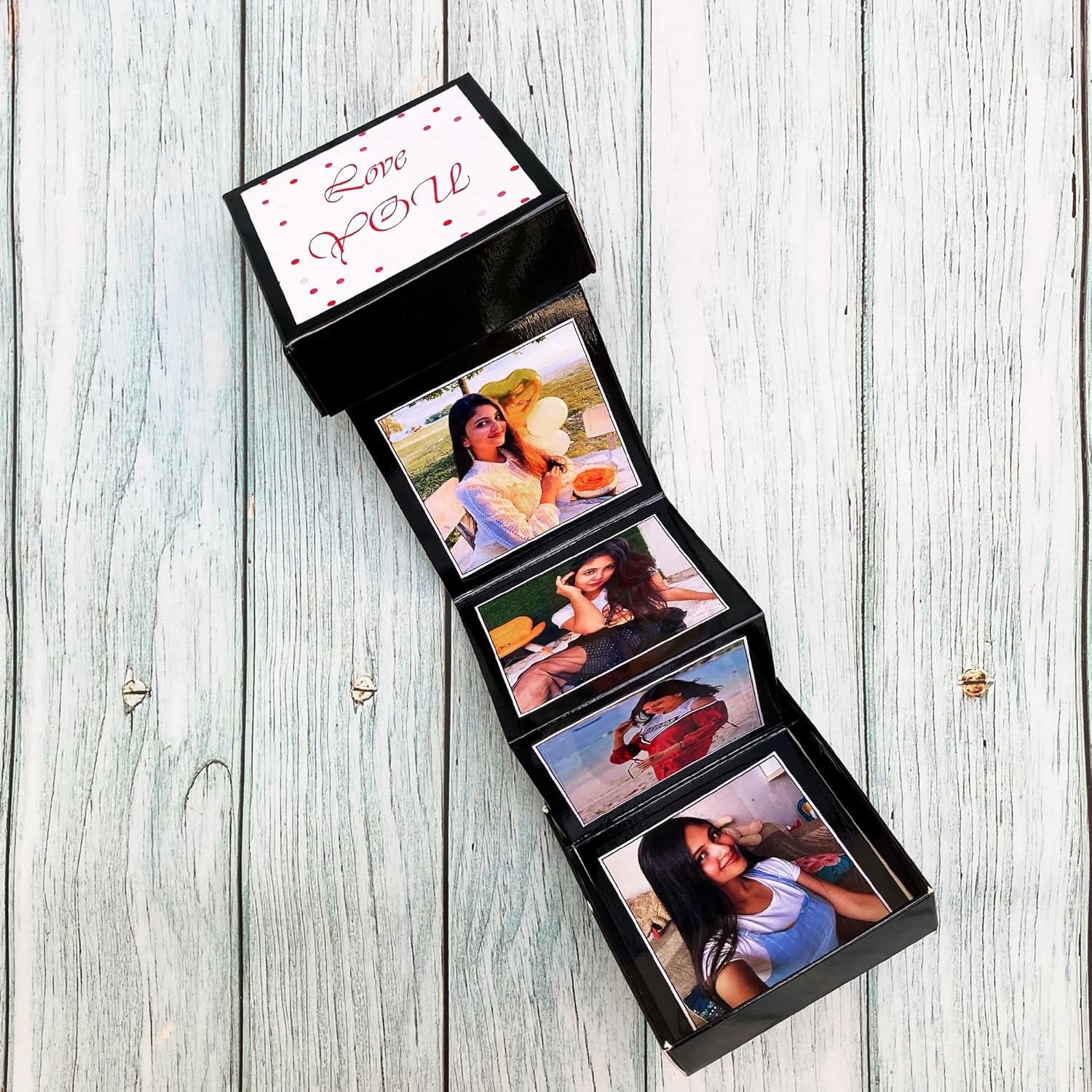 Personalised Photo Gift box For Birthday/Anniversary/Valentine's Day || Ladder box with Photo, black