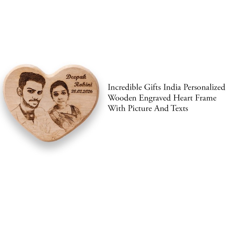 Wooden Engraved Heart Frame With Picture And Texts - Image 3