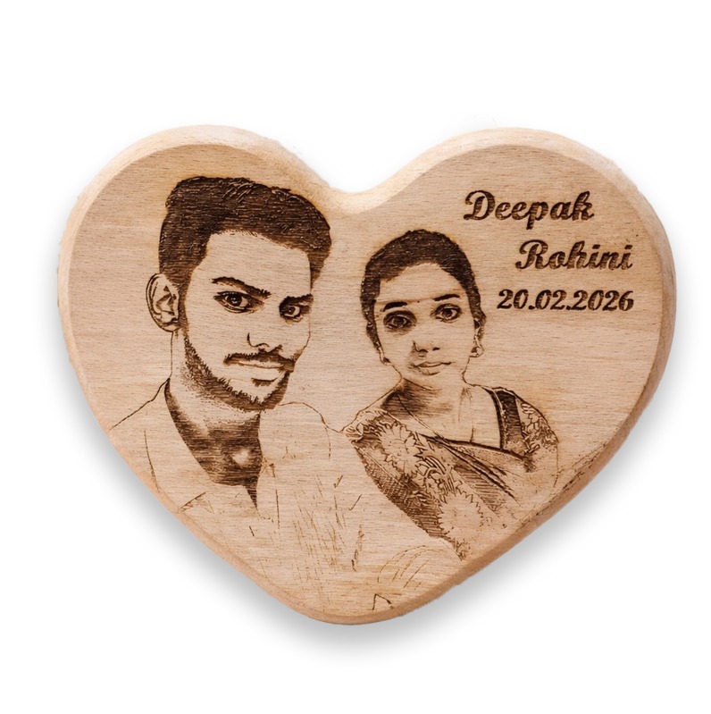 Wooden Engraved Heart Frame With Picture And Texts - Image 2