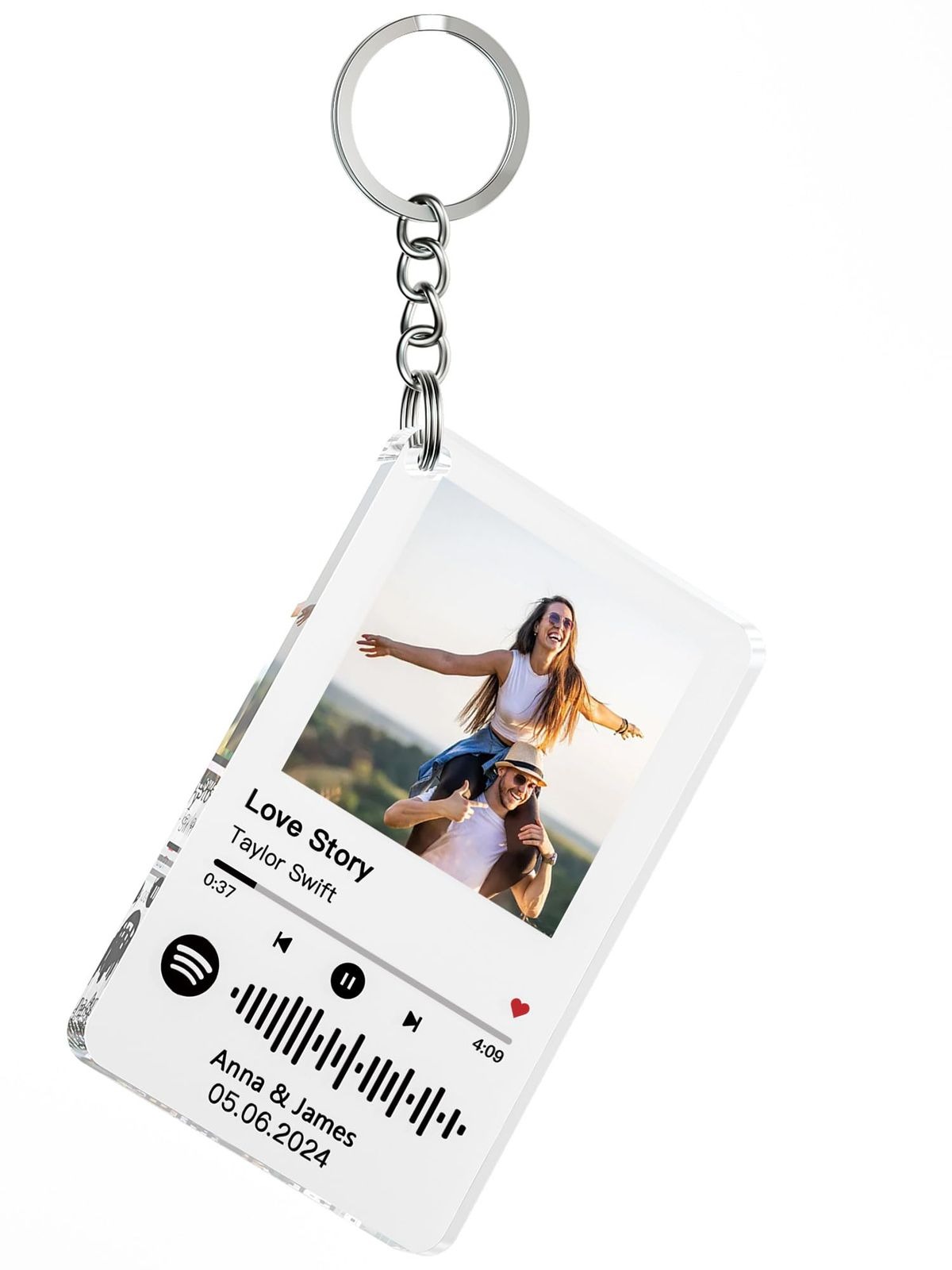 Acrylic Personalized Customized Spotify Keychain The Photo & Scannable Link With A Musical Plaque Gift For Girls Boys Women Men Couple Girlfriend, Boyfriend, Car, Bike, Home Key - Image 2