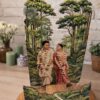 Personalized Couple Photo Stand – Tropical Forest Theme Wooden Display Frame
