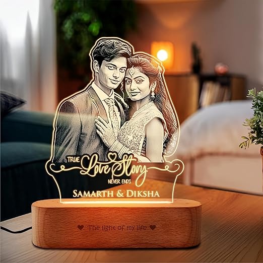 Personalized Valentine Gift for Couple - LED Photo Frame | Customized Anniversary Gift for Wife & Husband | Photo Engraved LampColour Warm Light + BT Speaker Product Dimensions 17L x 10W Centimeters Shape Rectangular Mounting Type Tabletop