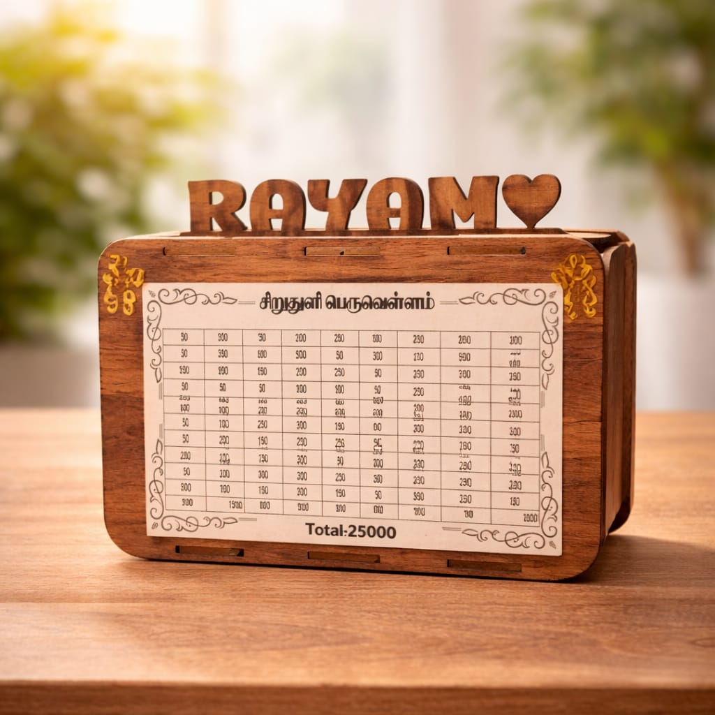 Personalised Wooden Money Bank with Your Name And Your Photo – Piggy Bank for Kids & Adults, Wooden Mini Bank, Money Saver, Wooden Coin Box with Numbers - Image 2