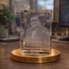 3D Laser Engraved Crystal Photo Frame – Personalized Crystal Portrait with LED Display Base