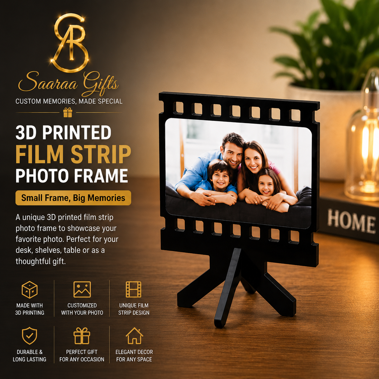 3D Printed Film Strip Photo Frame – Personalized Custom Photo Gift